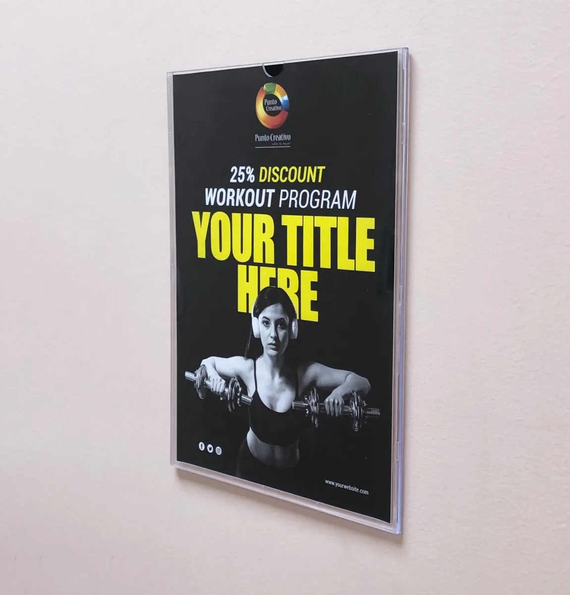 Hablador acrílico de pared A4 con póster