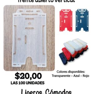 Portacredencial rígido de frente abierta vertical