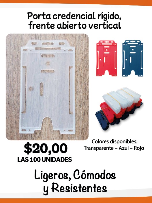 Portacredencial rígido de frente abierta vertical