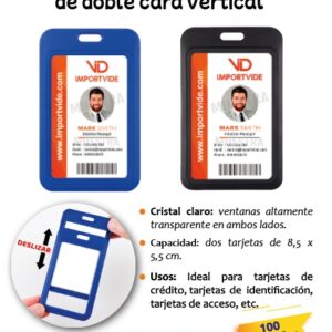 Portacredencial deslizable de doble cara vertical